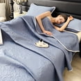 thumbnail image 5 of SPOORYYO Summer Cooler Pad Lightweight Breathable Soft Knitted Quilt Double Side Cooler Blanket Wind Conditioner Quilt Machine Washable Easy to Clean for Hot Sleepers Couch,Navy, 150x200CM, 5 of 6