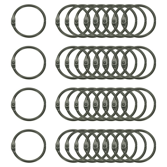 Uxcell 36Pcs Loose Leaf Binder Rings, 1.4 Inch Metal Open Card Rings Heavy Duty Book Rings for Key Index Card Rings Paper Rings Office, Black