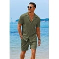 thumbnail image 4 of COOFANDY Men's 2 Pieces Shirt Sets Short Sleeve Casual Button Down Hippie T-Shirts Shorts Sets Summer Fashion Beach Outfits, 4 of 6