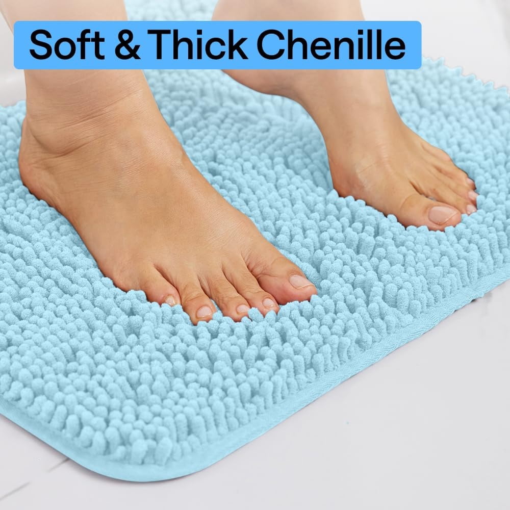 Bath Rug Mat, Thick Soft Absorbent Chenille, Quick Dry Microfiber Mats, Rubber Backing Washable Shower Floor Rugs, US Designed Bathroom Halloween Home Decor Accessories