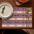 thumbnail image 4 of Teal Triangular and Diamond Shaped Geometric Boho Summer Placemats Table Placemats Set Of 6-Linen Kitchen Washable Placemats Table Mats 11.8"x17.7" Non-Slip Heat Resistant, 4 of 5