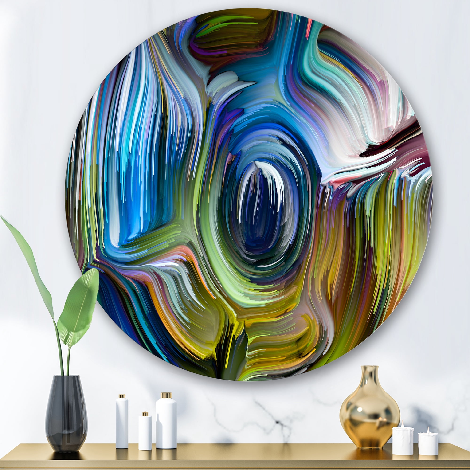 Designart 'Colour Spiral Fusion' Modern Circle Metal Wall Art 29x29 - Disc of 29