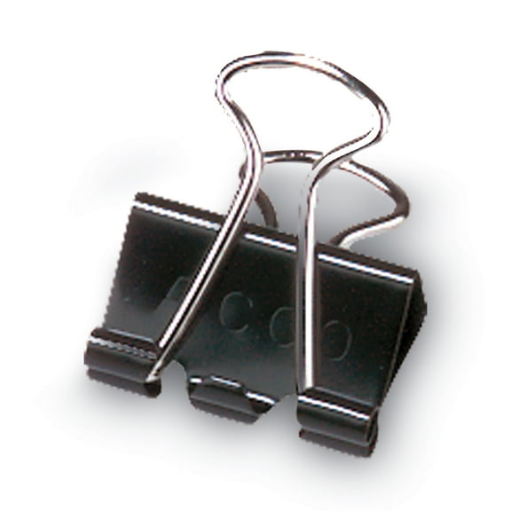 2PC ACCO Binder Clips, Medium, Black/Silver, Dozen