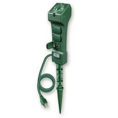 Outdoor 6-Outlet Power Stake with Timer, 1625 Watts, Green, 6', by Holiday Time