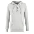 thumbnail image 4 of ylioge S-4X Womens Plus Size Hoodies with Button and Pocket Long Sleeve Sweatshirts Ladies Pullover Solid Color Fleece Lined Workout Hoodie Tops, 4 of 4
