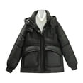 thumbnail image 2 of Dwaogom Women's Winter Cotton Jacket With Hood, Waist, And Plush To Overcome Waterproof Puffer Jacket Women'S Corduroy Shacket Jacket Shirts, 2 of 4