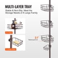 thumbnail image 2 of VEVOR Shower Corner Caddy Tension Pole, 39" to 125" High, Multi-Functional Shower Tension Pole with Strong Load-Bearing Tray, Rust-Proof Easy-to-Install Tension Pole, 2 of 9