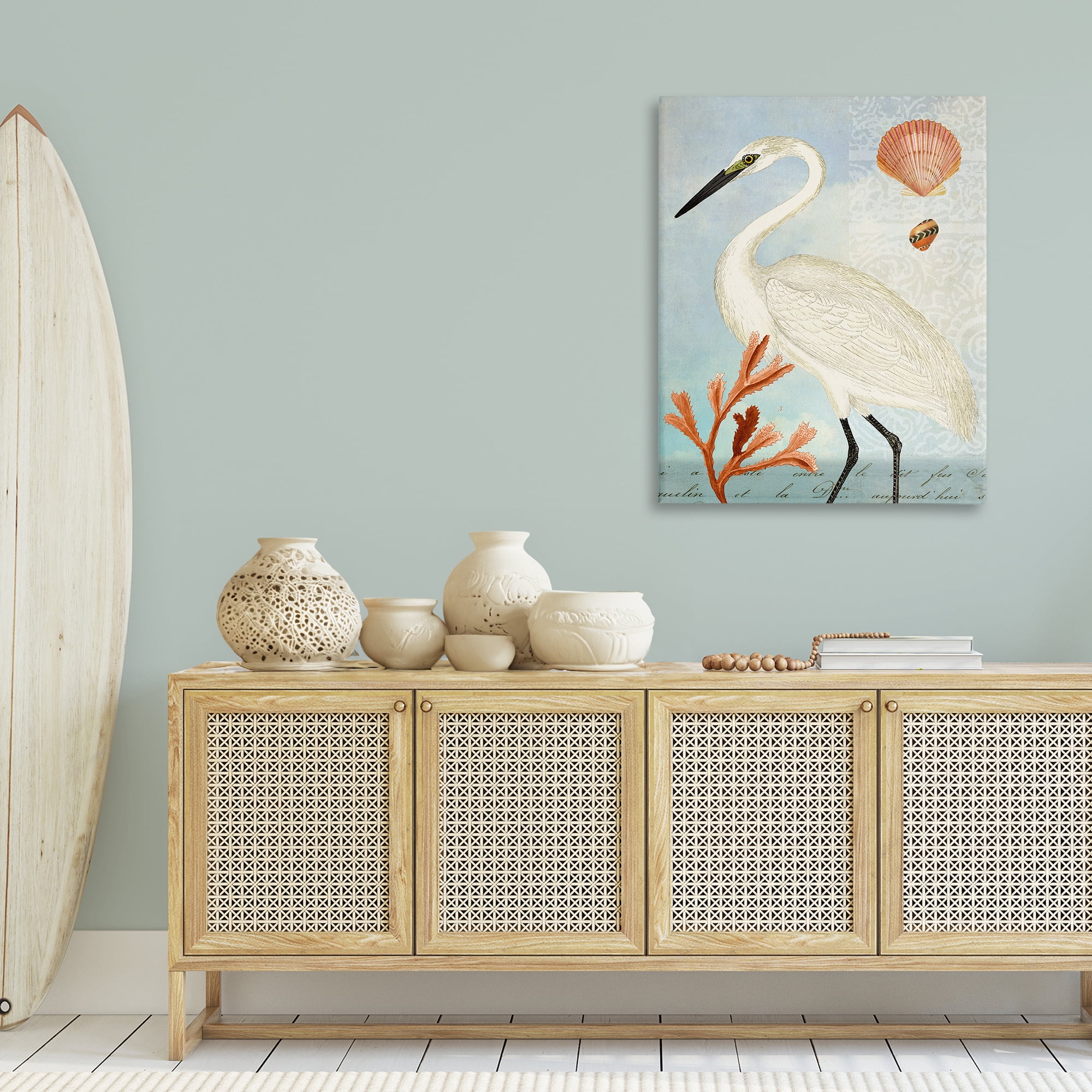 Stupell Industries Traditional Egret Aquatic Motif Animals & Insects Painting Gallery Wrapped Canvas Art Print Wall Art, 30 x 40