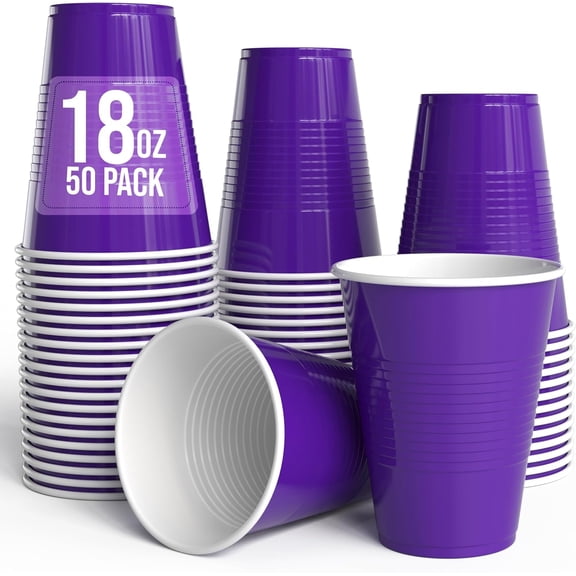 Crown Display 18 Oz Purple Plastic Cups For Party Supplies 50 Pack