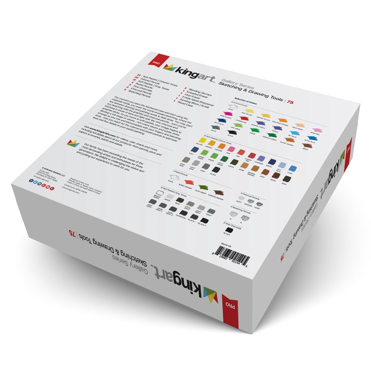 KINGART™ Gallery Series Pastel, Sketch & Draw Collection, Set of 74