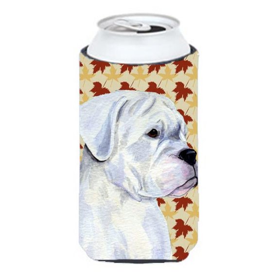 Boxer White Fall Leaves Portrait Tall Boy bottle sleeve Hugger - 22 To 24 oz.