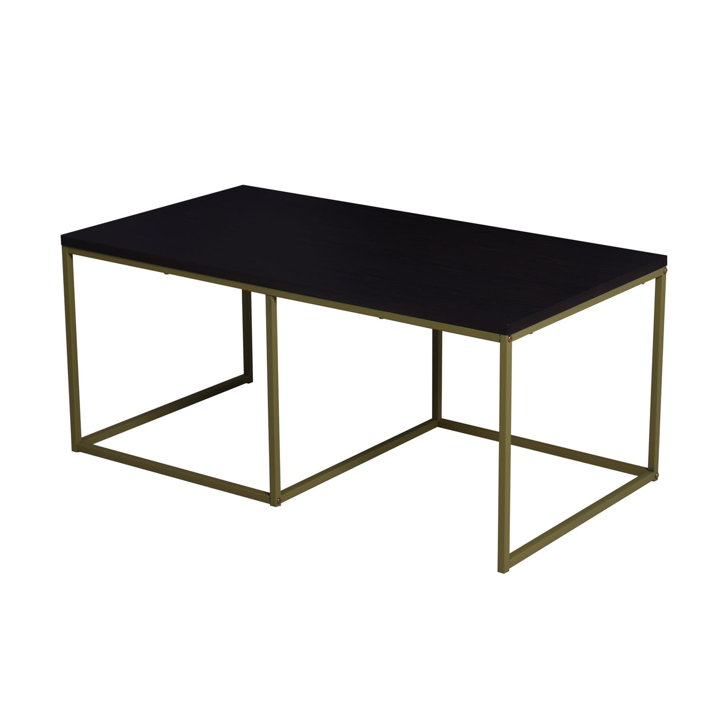 Living Room White Nesting Table, Coffee Table with Wooden MarbleTop, Metal Legs, Black Living Room White Nesting Table, Coffee Table with Wooden MarbleTop, Metal Legs, Black