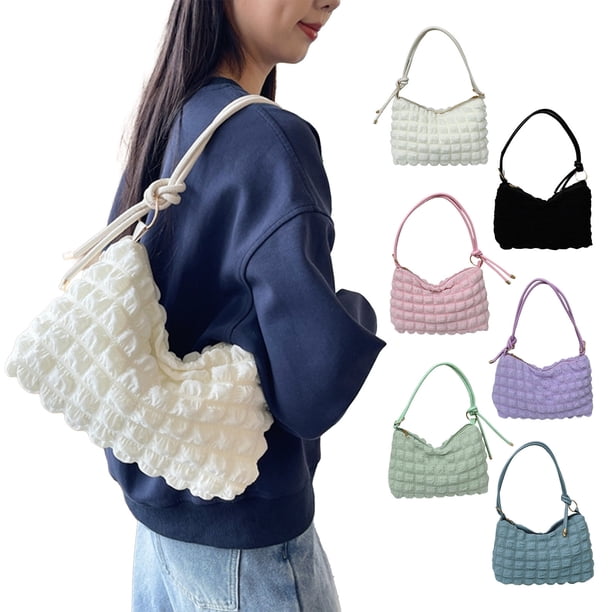 Bolso informal de hombro para mujer – Bolso mensajero de poliéster, correa ajustable, multicolor (blanco, negro, rosa, morado, verde, azul claro), 11,8"x7"x3,9" – versátil, ligero, que encaja en las