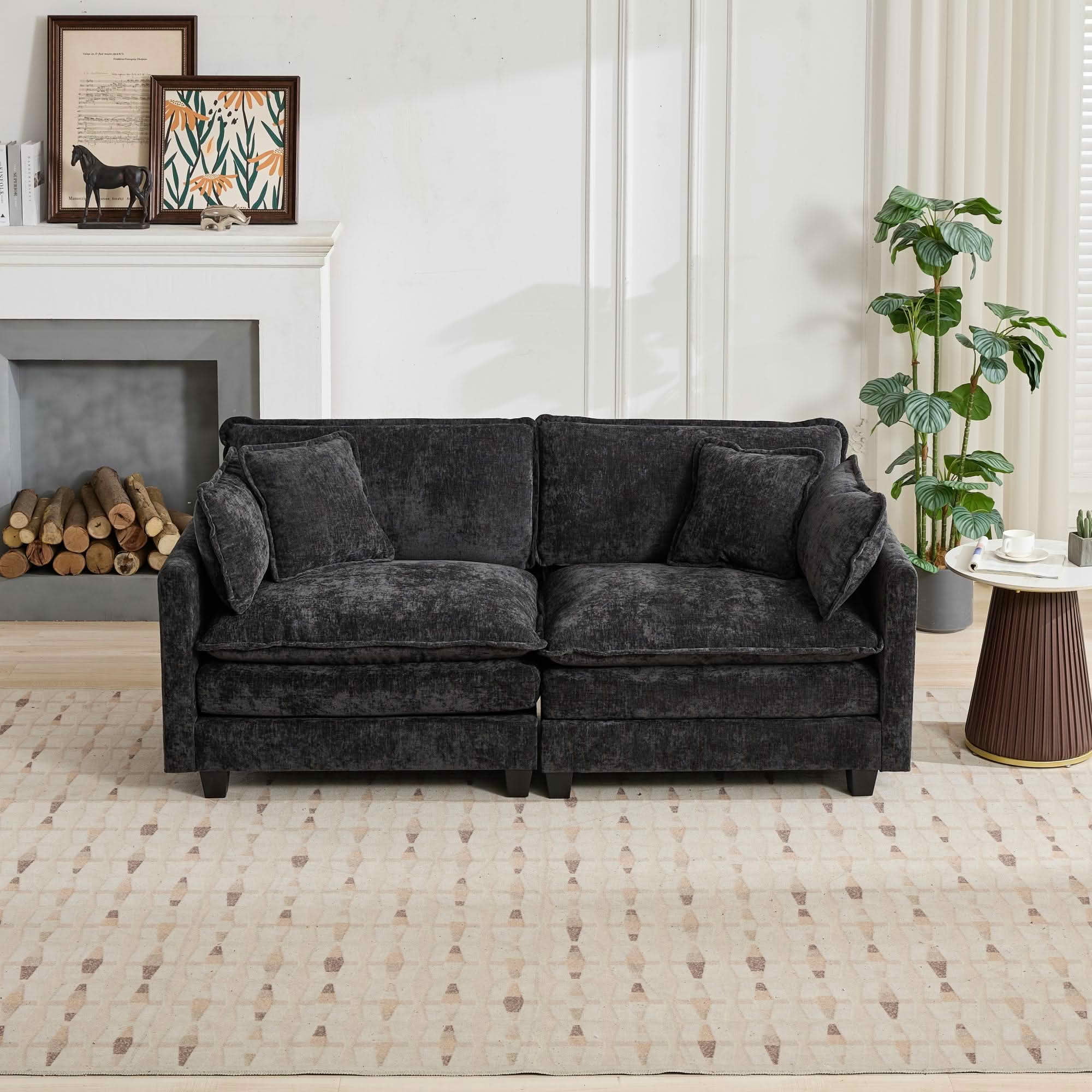 MAYEERTY 76.7 Inch Cloud Loveseat Sofa, Chenille Modular Sectional Couch with Double‑Layer Cushion for Living Room Apartment
