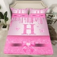 thumbnail image 2 of Manfei Kawaii Bowknot Alphabet H 3pcs Twin Sheet Sets for Female Women Teens,Bling Glitter Splash Twin Fitted Sheet,Flying Butterfly Breathable Flat Sheet,Dreamy Princess Room Decor, 2 of 7