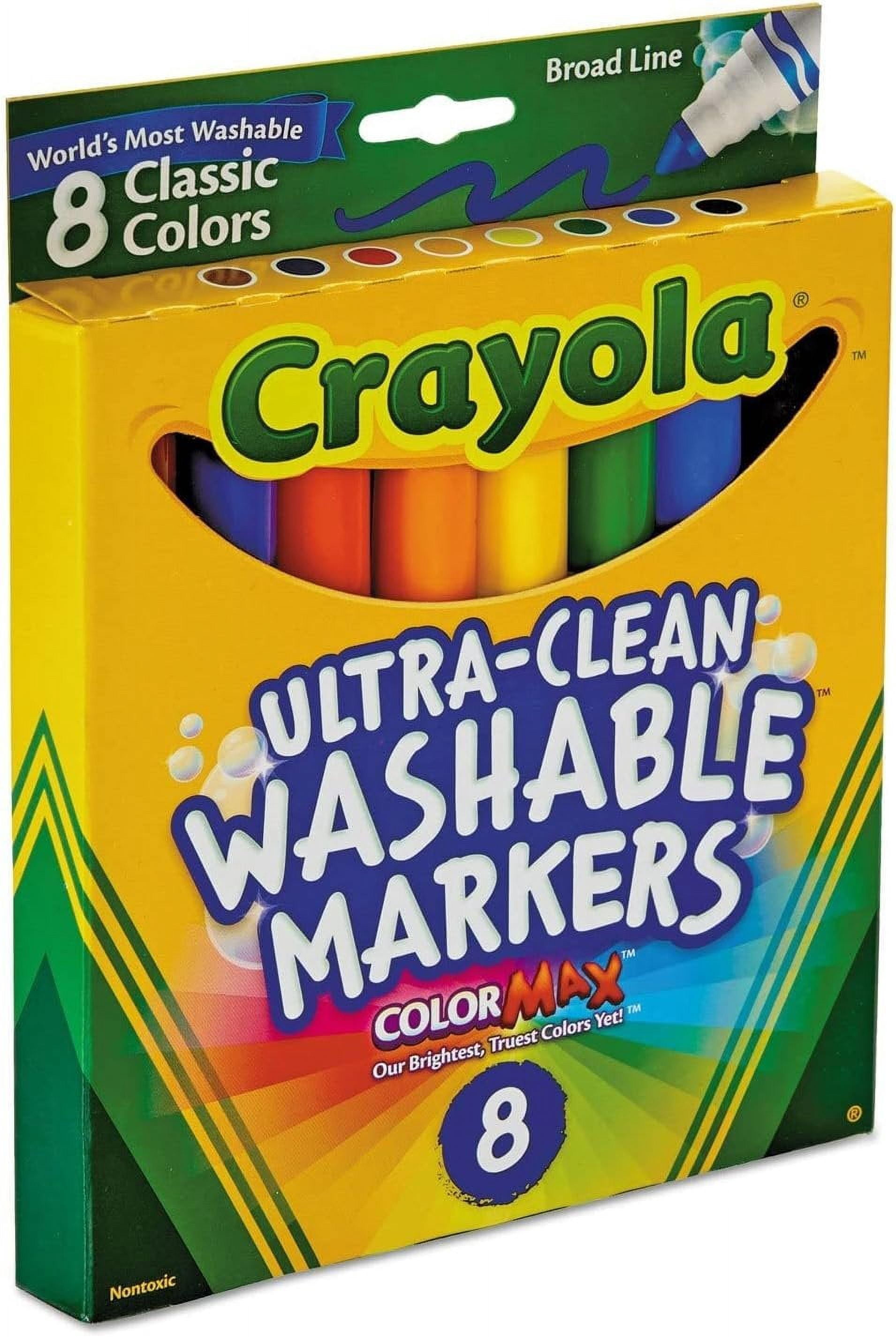 Crayola 587808 Washable Markers Broad Line, 8 Count Classic Colors, Case of 24