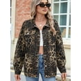 thumbnail image 5 of Womens Jean Jackets Long Sleeve Fashion Button Down Denim Jacket with Pockets Leopard Print M, 5 of 7