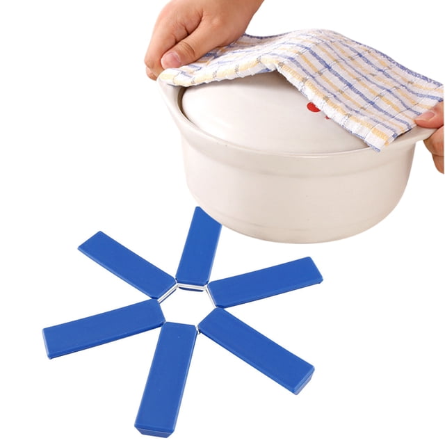 Batería de Cocina Manteles individuales plegables Anti-escaldado Cazuela Pad Pan Pot Holder Uso en el hogar (Azul)