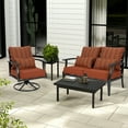 thumbnail image 3 of Aoodor 23"x26" Wine Red Stripe Patio Chair Cushions Set, Memory Foam Outdoor Seat Cushions (Set of 2 Seats, 2 Backs, 2 Lumbar Pillows), 3 of 9