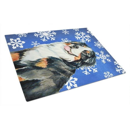

Caroline s Treasures LH9289LCB Bernese Mountain Dog Winter Snowflakes Holiday Glass Cutting Board Large 12H x 16W