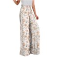 thumbnail image 2 of Lilgiuy Fashion Womens Casual Cotton Print Pants Straight Wide Leg Trousers Pants for Beach Vacation Travel, 2 of 5