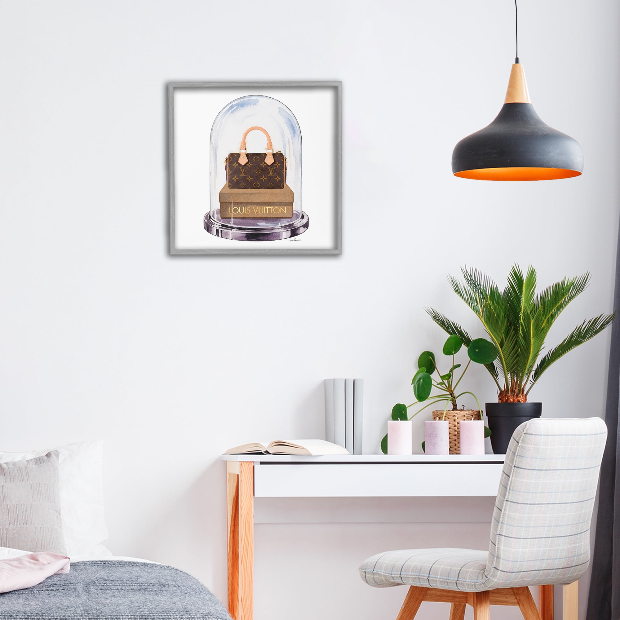 Stupell Industries Glam Purse Bell Jar Gray Framed Giclee Art, design by Amanda Greenwood