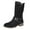 Black, variant on Women's Leather Mid Calf Boots, Side Zipper Hollow Out Design, Comfortable Fashion Booties for Autumn and Winter