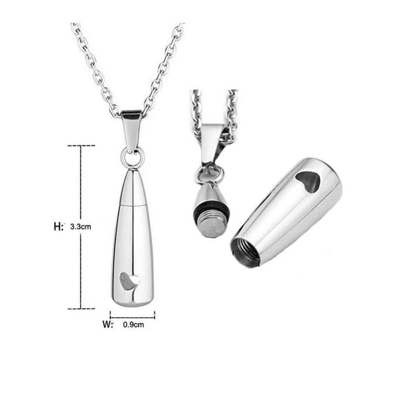 1 pc Stainless Steel Pendant Necklaces Urn Ashes Necklaces with Pin and Funnel Stainless Steel color 21.65 inch(55cm)