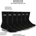thumbnail image 3 of Adidas 6 Pair Pack Original Trefoil Athletic Moisture Wicking Crew Socks Black Large/8-12, 3 of 5