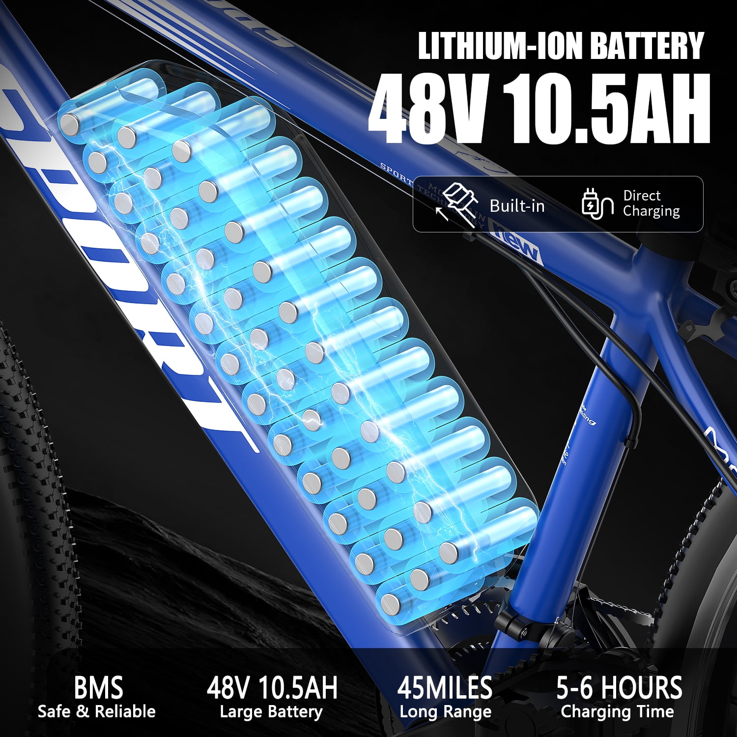 Electric Bike for Adults, 749W Peak Mountain Ebike with 25 MPH, 65 Miles Range, 7 Speeds, 48V 10Ah Removable Battery 26" Ebike for Commute,UL2849,Lockable Suspension Fork Free car lock,Unisex