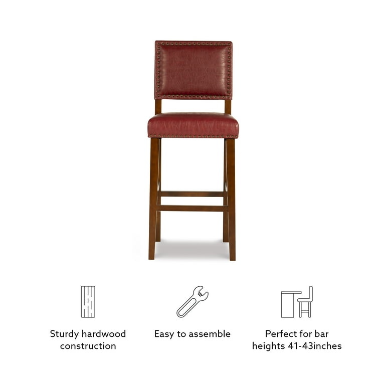 Linon Brook Bar Stool 30 inch Seat Height Multiple Colors Walmart