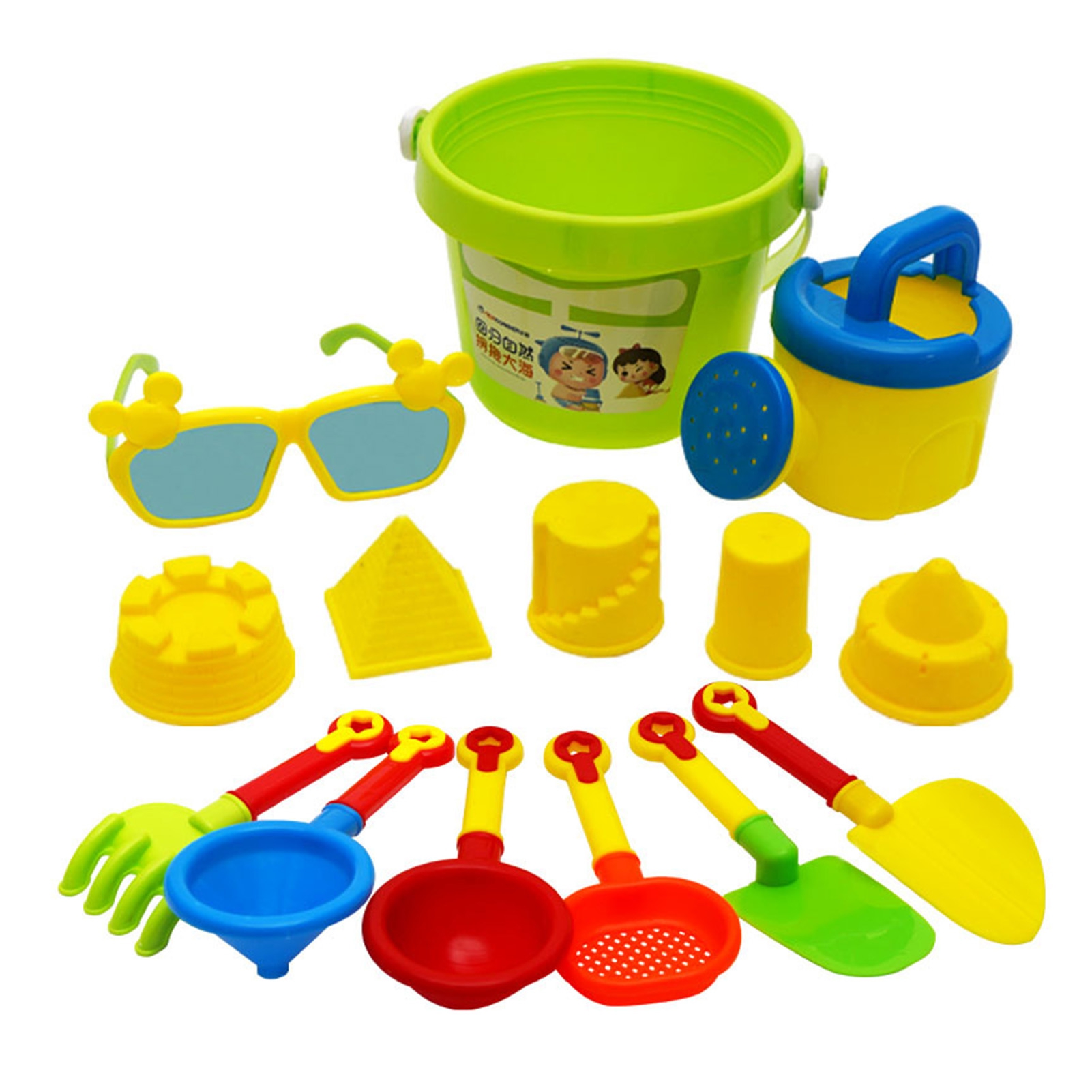 wirlsweal 14Pcs/Set Beach Toys Sand Digging Tools with Mold Sprinkle