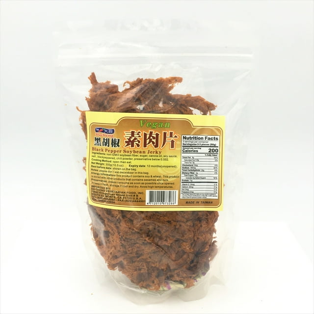 Dacheng Vegan Black Pepper Soybean Jerky 300g /10.5oz