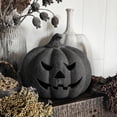 thumbnail image 4 of Fall Decor - 5.9" Halloween Black Handmade Resin Pumpkin Jack O' Lantern Decorations for Outdoor Indoor, Cute Spooky Decoration Centerpieces for Tables Porch Yard Home Kitchen Front Door Mantel, 4 of 13
