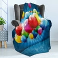 thumbnail image 4 of Birthday Soft Flannel Fleece Throw Blanket, Vibrant Colored Realistic Balloons and Party Flags on Blue Backdrop Happiness, Cozy Plush for Indoor and Outdoor Use, 50" x 60", Multicolor, by Ambesonne, 4 of 5