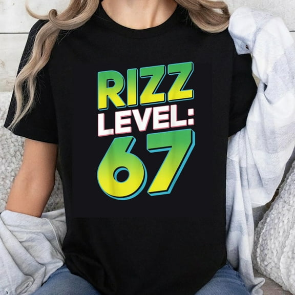 100% Cotton Rizz Level 67 T-Shirt Funny Humor Shirt for Men Women Trendy Casual Tee Top Pop Culture Graphic Tee