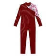 thumbnail image 3 of iiniim Girls Athletic Gymnastics Dance Unitard Sparkly Long Sleeve Leotard Full Body Jumpsuit 6-16 Burgundy 16, 3 of 5