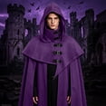 thumbnail image 4 of ZGRBOU Medieval Cowl Hood with Buckles Renaissance Hooded Cape Hat for Men Women Halloween Costume Accessories, 4 of 7