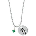 thumbnail image 1 of Delight Jewelry May - Green Crystal Bicone Silvertone Script Initial Disc - G - Charm Necklace, 20"+3", 1 of 4