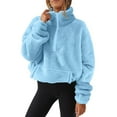 thumbnail image 2 of BXINGOHAI Long Sleeve Thermal Shirt for Women Light Fleece Tops Crew Neck Casual Basic T-Shirts Light Blue M, 2 of 5