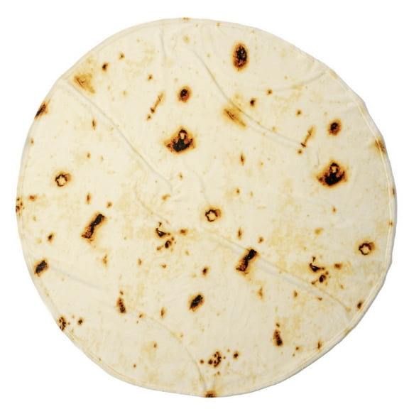 PAVILIA Burrito Tortilla Blanket, Double Sided Taco Flour Wrap Novelty Throw for Kid Boy Girl Teen, Realistic Food Blanket, Funny Gag Gift for Birthday, Beige Flour 47in