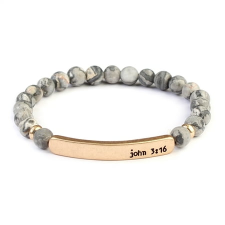Fashion Joint - Riah Fashion John 3:16 Bar Natural Stone Bracelet