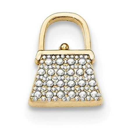 14k Yellow Gold & Rhodium Purse Slide Pendant