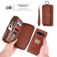 thumbnail image 5 of Galaxy S10 Plus Wallet Case, Alleytech Girls Women Magnets Detachable Zipper Wallet Case Cover PU Leather Folio Flip Holster Carrying Case Card Holder for Samsung Galaxy S10 Plus 2019, Brown, 5 of 9