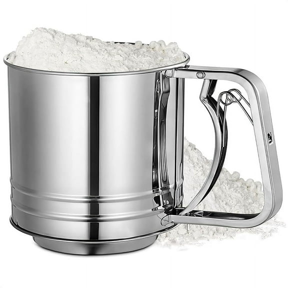 ZDWQFA Flour Sifter 5-Cup Stainless Steel Handheld Sifter, Easy to Use