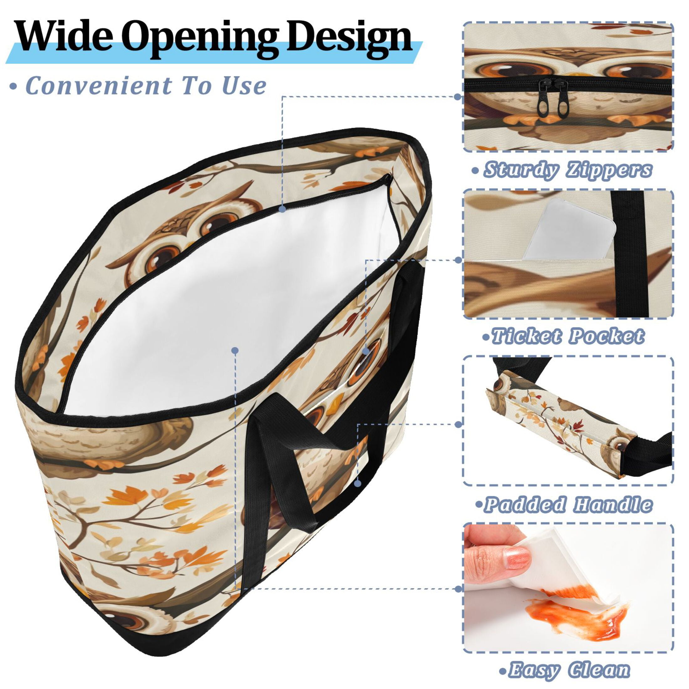 Large Hand-held Ice Pack Picnic Bag Insulation and Refrigeration Suitable for Shopping Picnics and Camping Big-eyed Owl