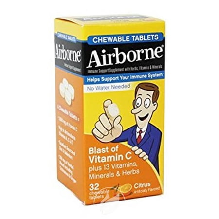 Airborne Citrus Chewable Tablets, 32 count