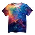 thumbnail image 3 of lnmuld Girls Summer Tops Celestial Star Print Short Sleeve T-Shirt Casual Round Neck Tee for Everyday Play And School Size:8-9 Years, 3 of 3