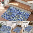 thumbnail image 5 of Vintage Boho Entryway Rug 2'x3'&nbsp; Non Slip Front Door Mats, Middle Century Bohemia Style Patchwork Blue Entrance Rugs Indoor Outdoor Carpet, Washable Floor Mats Small Area Rug for Bedroom Kitchen, 5 of 8