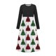 thumbnail image 1 of Vestido de manga larga con cuello redondo para niña, estampado navideño, manga larga, cuello redondo, bolsillos, falda larga informal para adultos, vestido de poliéster para niña., 1 of 5